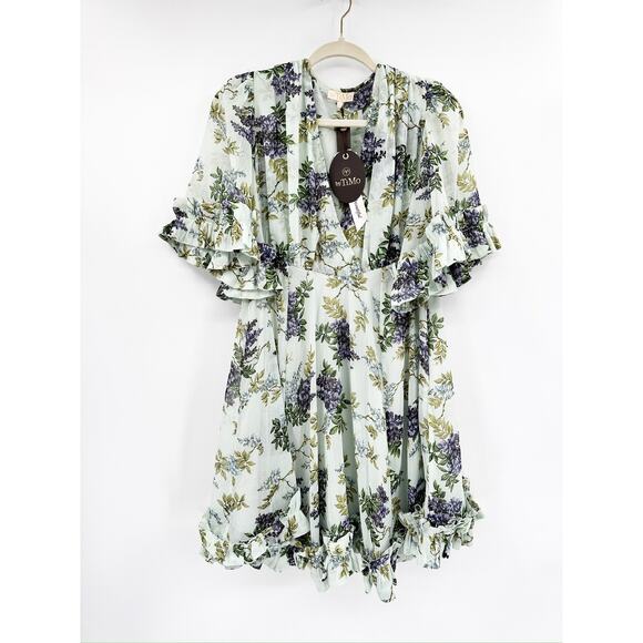 byTiMo Ruffle Chiffon Floral Print Mini Dress in Wallpaper Size S NWT - Picture 3 of 6